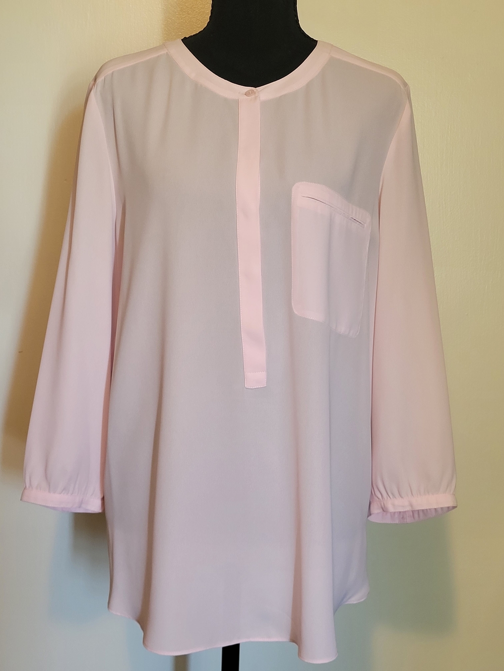 NYDJ Pale Pink 3/4-Sleeve Blouse with Pocket